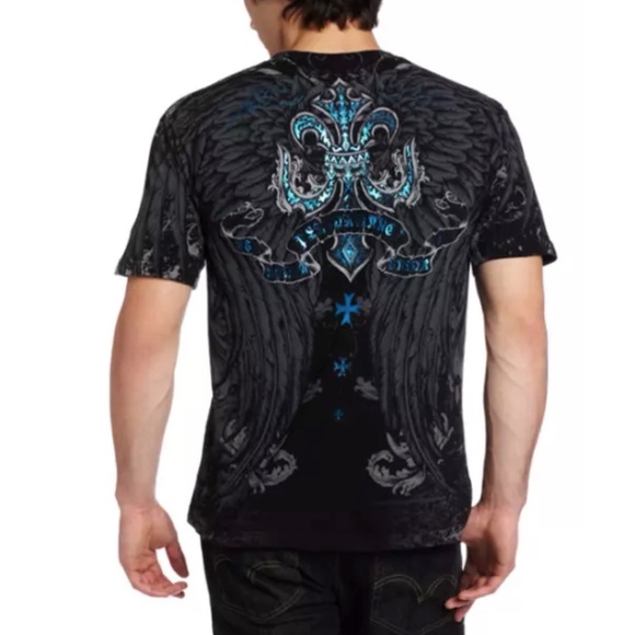 Xtreme Couture by Affliction Men's T-Shirt SANDSTONE Black Biker Cross S-5XL - Picture 5 of 6